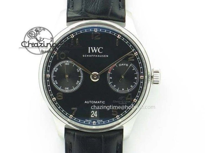 MIROTIME 0328 Portuguese Real PR Real Annual Calendar IW5035 YLF 1:1 Best Edition Black Dial On Leather Strap A Soft 7240
